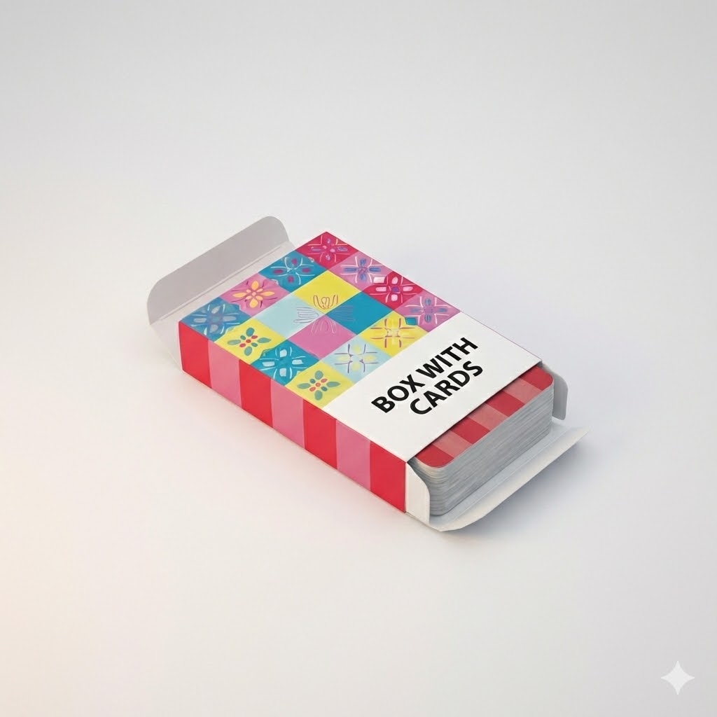 Krabička a rozložené karty