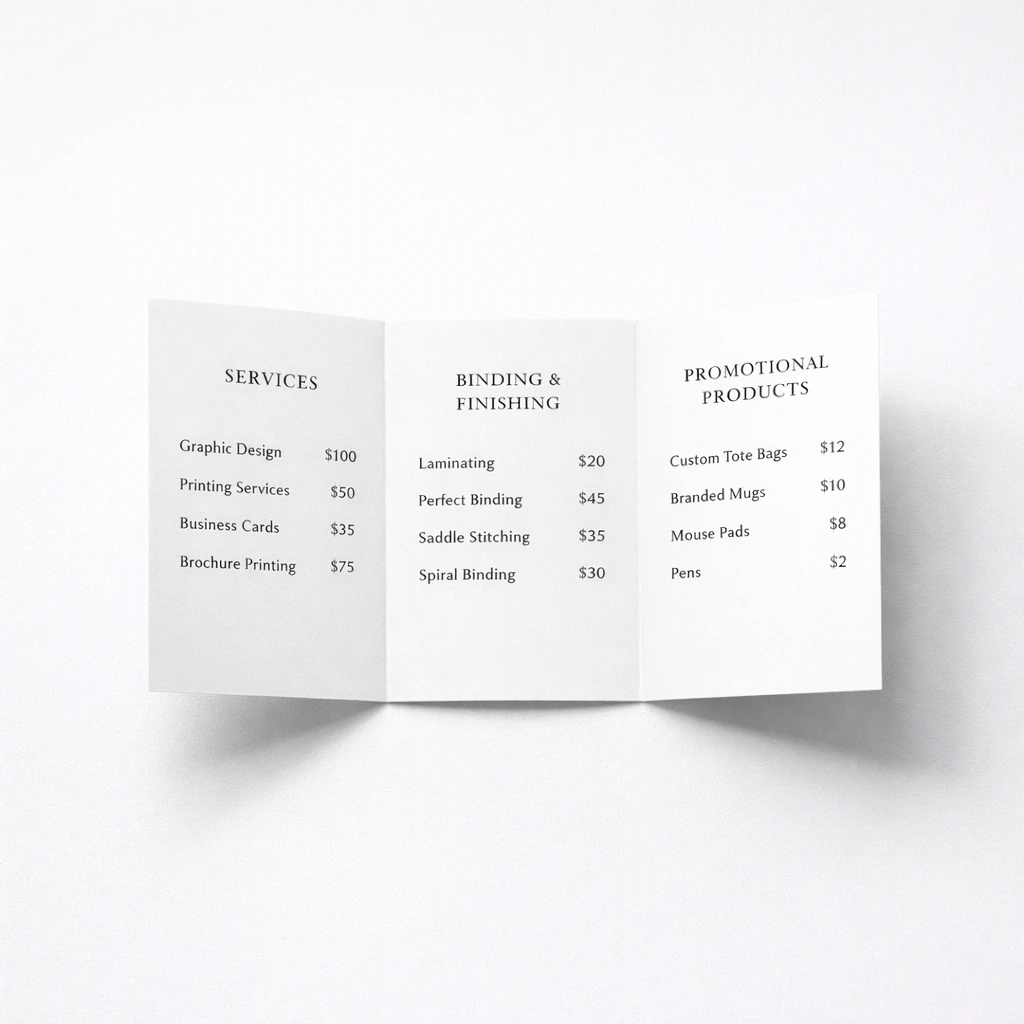 Skladaná vizitka - 8 strán typ C